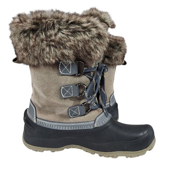 Khombu Snow Boots Women 7 Youth 5 Slope Leather‎ Faux Fur Waterproof Lace Up 10" - Picture 7 of 14